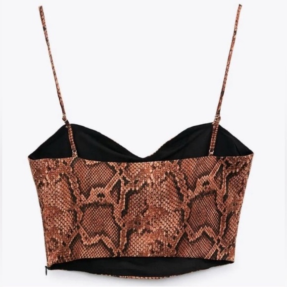 ZARA ANIMAL PRINT BUSTIER SPAGHETTI STRAP CROP TOP XS - Picture 3 of 11